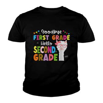 Llama Goodbye 1St Grade Hello 2Nd Grade Graduation Youth T-shirt - Thegiftio UK
