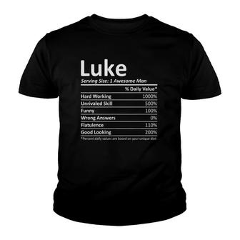 Luke Nutrition Funny Personalized Name Gift Idea Youth T-shirt | Mazezy