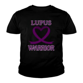 Lupus Warrior Purple Heart Ribbon Awareness Youth T-shirt - Seseable