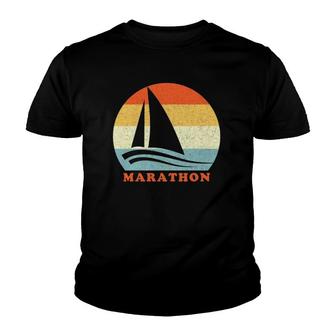 Marathon Florida Keys Vintage Retro Sailboat Vacation Youth T-shirt | Mazezy