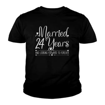 Married 24 Years Wedding Anniversary Gift For Her & Couples Youth T-shirt | Mazezy