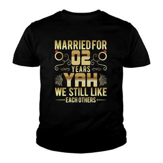 Married For 2 Years 2Nd Wedding Anniversary Youth T-shirt | Mazezy