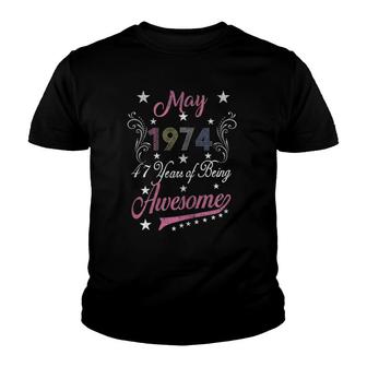 May 1974 47Th Birthday Gift Retro 47 Years Old Youth T-shirt - Seseable