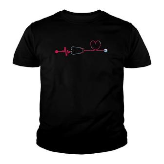Medical Nursing Heart Stethoscope Heartbeat Nursery Nurse Youth T-shirt - Thegiftio UK