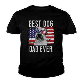 Mens American Flag Best Dog Dad Ever Soft Coated Wheaten Terrier Youth T-shirt - Seseable