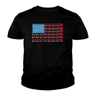 Mens American Flag Golf Club Sports Design V2 Youth T-shirt - Thegiftio UK