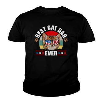 Mens Best Cat Dad Ever Cat Father Father Day Patriotic Men Youth T-shirt - Seseable
