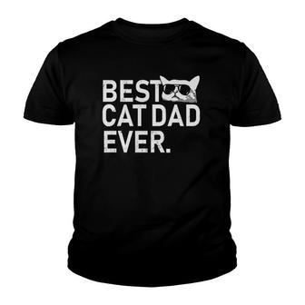 Mens Best Cat Dad Ever Fathers Day Funny Cat Daddy Gift For Men Youth T-shirt - Seseable