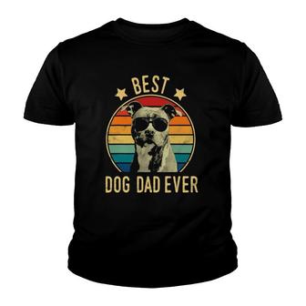 Mens Best Dog Dad Ever Staffordshire Bull Terrier Fathers Day Youth T-shirt - Seseable