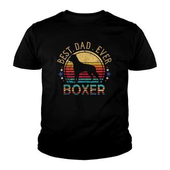 Mens Boxer Dad Best Dog Dad Ever Retro Vintage Funny Father Youth T-shirt - Seseable