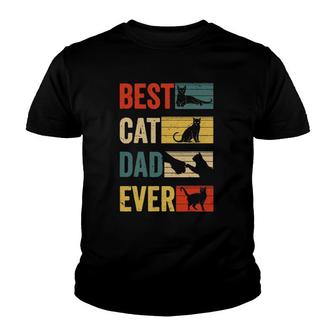 Mens Funny Vintage Cat Daddy Tee Fathers Day Best Cat Dad Ever Youth T-shirt - Seseable