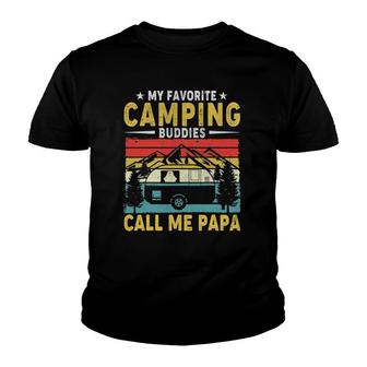 Mens My Favorite Camping Buddies Call Me Papa Vintage Youth T-shirt - Seseable