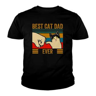 Mens Vintage Best Cat Dad Ever Men Bump Fit Fathers Day Youth T-shirt - Seseable