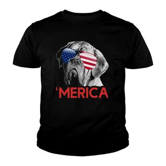 Merica Dogue De Bordeaux American Flag 4Th Of July Youth T-shirt - Thegiftio UK
