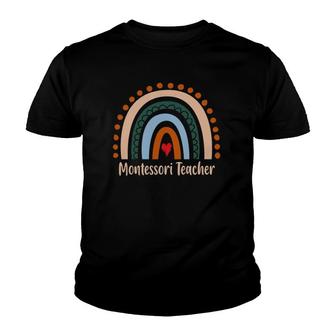 Montessori Teacher Boho Rainbow Back To School Appreciation Youth T-shirt - Thegiftio