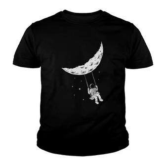 Moon Swing Man On The Moon - Space Astronomy Astronaut Youth T-shirt | Mazezy