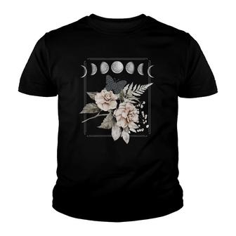 Moonphases Flowers Roses Bouquet Butterfly Celestial Mandala Youth T-shirt - Thegiftio UK