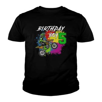 Motocross Mx 5Th Gift 5 Years Old Dirt Bike Birthday Party Youth T-shirt - Thegiftio UK
