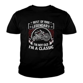 Motorcycle Vintage 1986 35 Years Old Funny 35Th Birthday Youth T-shirt - Seseable