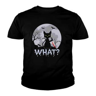 Murderous Cat With Bloody Knife Halloween What Youth T-shirt - Thegiftio UK