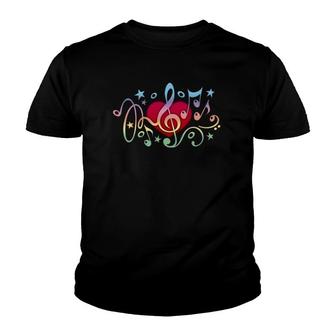 Music Heart Treble Clef Musical Notes Bass Sound Party Choir Youth T-shirt - Thegiftio UK