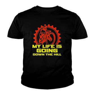My Life Is Going Down The Hill Mountain Bike Biking Cycling Youth T-shirt - Thegiftio UK