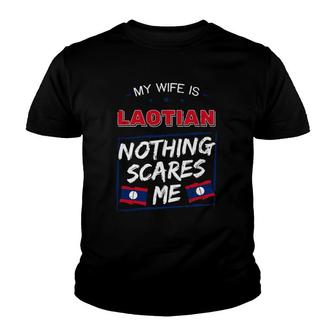 My Wife Is Laotian Laos Lao Heritage Proud Roots Flag Pride Youth T-shirt | Mazezy