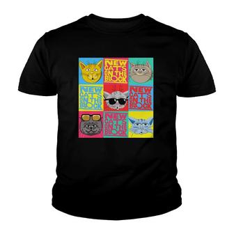 New Cats On The Block Funny Pop Culture Cat Themed Party Tee Youth T-shirt - Thegiftio UK