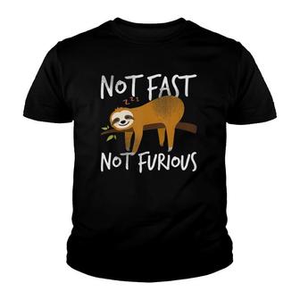 Not Fast Not Furious Funny Cute Lazy Sloth Youth T-shirt | Mazezy