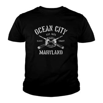 Ocean City Md Vintage Nautical Boating Tee Youth T-shirt - Thegiftio UK