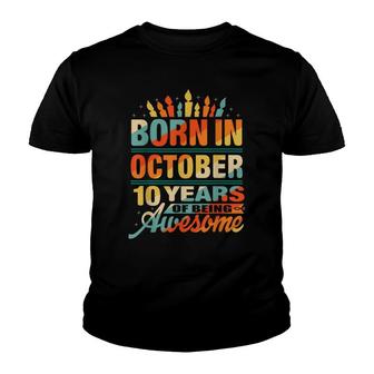 October 2011 10 Year Old 10Th Birthday Gift Candle Graphic Youth T-shirt - Seseable