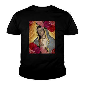 Our Lady Of Guadalupe Rose Blessed Mother Mary Catholic Gift Youth T-shirt | Mazezy
