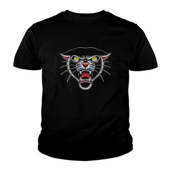 Panther Face Traditional Tattoo Art Illustration Youth T-shirt - Thegiftio UK