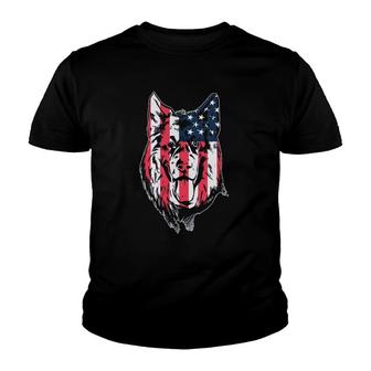 Patriotic German Shepherd American Flag Dog Youth T-shirt - Thegiftio UK