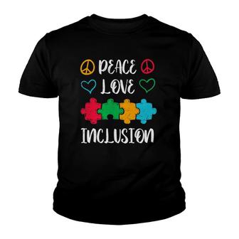 Peace Love Inclusion Special Education Teacher Autism Youth T-shirt - Thegiftio UK
