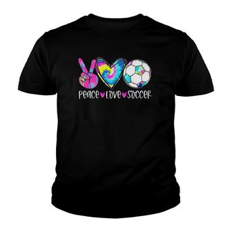 Peace Love Soccer Tie Dye Soccer Mom Game Day Soccer Youth T-shirt - Thegiftio UK