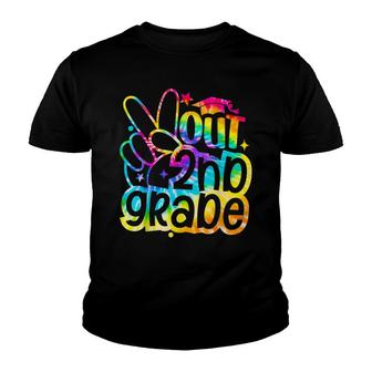 Peace Out 2Nd Grade Graduation Last Day Of School Tie Dye Youth T-shirt - Thegiftio UK