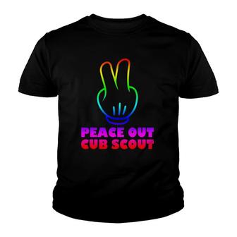 Peace Out Cub Scout Camping Youth T-shirt - Thegiftio UK