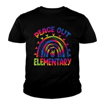 Peace Out Elementary Last Day Of School Rainbow Tie Dye Youth T-shirt - Thegiftio UK