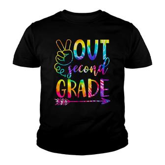 Peace Out Second 2Nd Grade Happy Last Day Of School Tie Dye Youth T-shirt - Thegiftio UK
