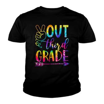 Peace Out Third 3Rd Grade Happy Last Day Of School Tie Dye Youth T-shirt - Thegiftio UK