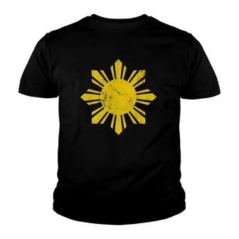 Philippines Flag Yellow Vintage Style Sun Filipino Youth T-shirt - Thegiftio UK