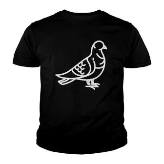 Pigeon Bird Badge Patch Line Art Icon Outline Gift Youth T-shirt - Thegiftio UK