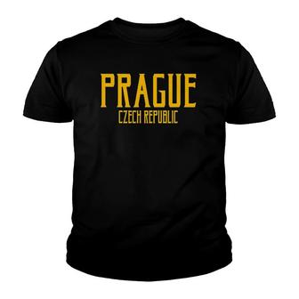 Prague Czech Republic Vintage Text Amber Print Youth T-shirt - Thegiftio UK
