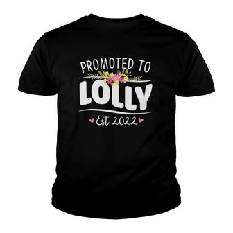 Promoted To Lolly Est 2022 Women Floral First Time Grandma Youth T-shirt - Thegiftio UK