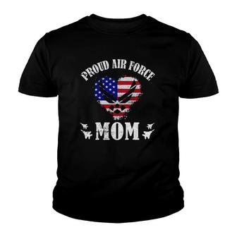 Proud Air Force Mom American Flag Heart Military Usaf Emblem Mother’S Day Gift Youth T-shirt - Seseable