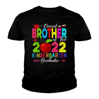 Proud Brother Of Two 2022 Kindergarten Graduates Cute Family Youth T-shirt - Thegiftio UK