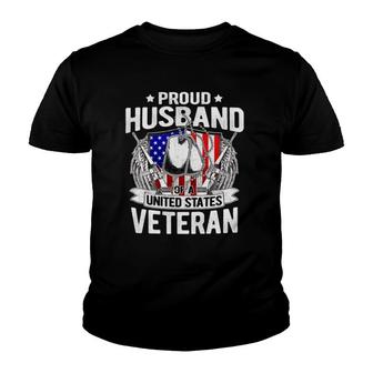 Proud Husband Of A Us Veteran Dog Tags Military Spouse Gift V2 Youth T-shirt - Thegiftio UK