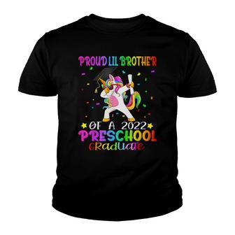 Proud Lil Brother Of A 2022 Preschool Graduate Dabbing Youth T-shirt - Thegiftio UK
