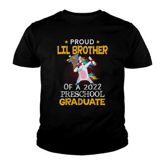 Proud Lil Brother Of A 2022 Preschool Graduate Unicorn Dab Youth T-shirt - Thegiftio UK